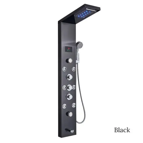AAYAN Luxury Black Brushed Bathroom Shower panel With TEMPERATURE control - Image 9