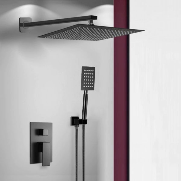 bakala black stainless steel square blac main 0 Square Black Shower Set