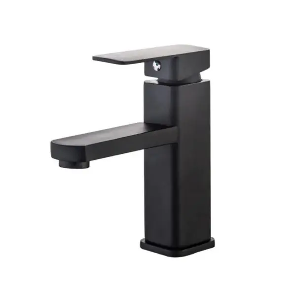 Black Square Bathroom Basin Faucet, Mesh Filter Outlet Faucet