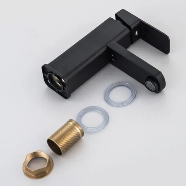 Black Square Bathroom Basin Faucet, Mesh Filter Outlet Faucet - Image 4