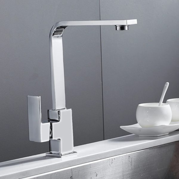 chrome square kitchen faucet sink mono b main 1 Square Kitchen Faucet