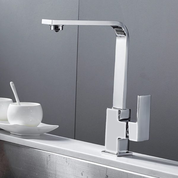 chrome square kitchen faucet sink mono b main 2 Square Kitchen Faucet
