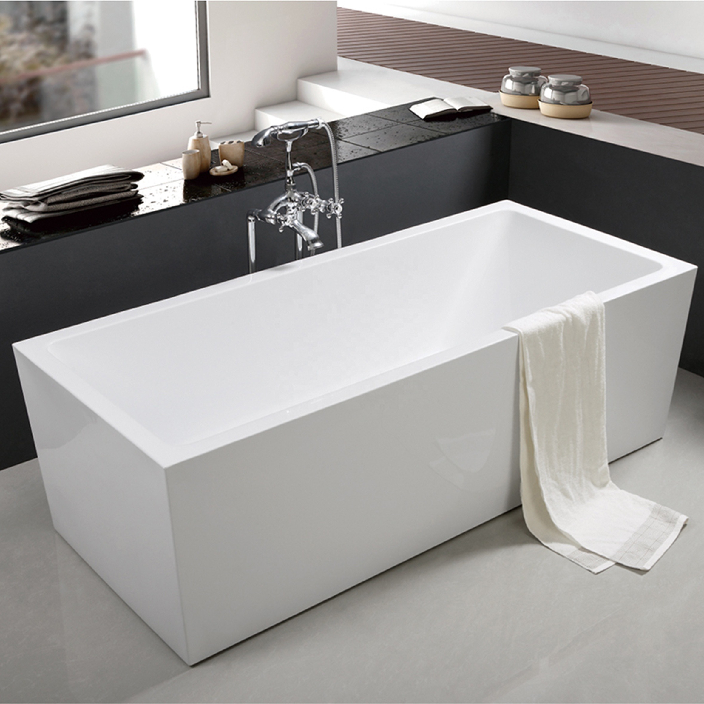 Acrylic Freestanding Tub Solid Surface Square Bathtub