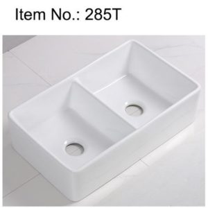 Farmhouse Sink Deep Double Bowl White Ceramic 33"