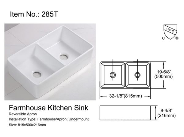 farmhouse kitchen sink ceramic sink kitc main 1 Farmhouse Sink Deep Double Bowl