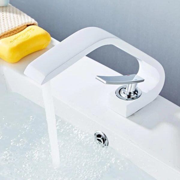 luxury basin faucets modern white chrome main 0 White Chrome Brass Bathroom Sink Faucet
