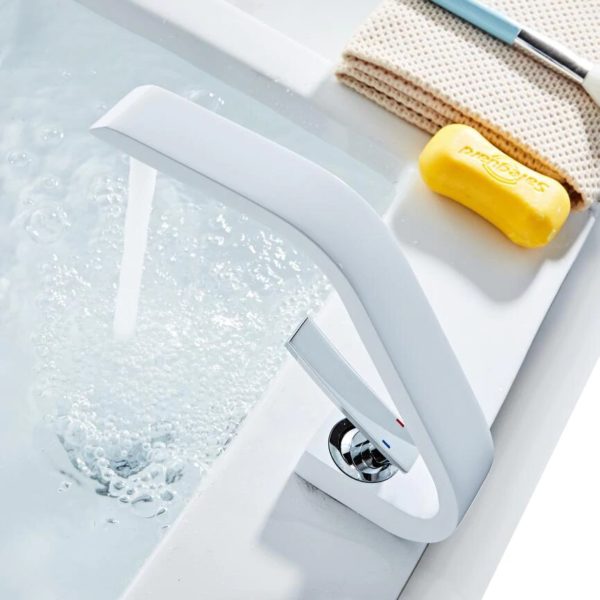 luxury basin faucets modern white chrome main 1 White Chrome Brass Bathroom Sink Faucet