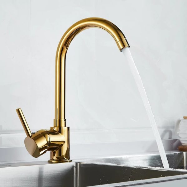 luxury gold kitchen faucet gold brass fo main 0 Cold and Hot Mixer Sink Gold Tap