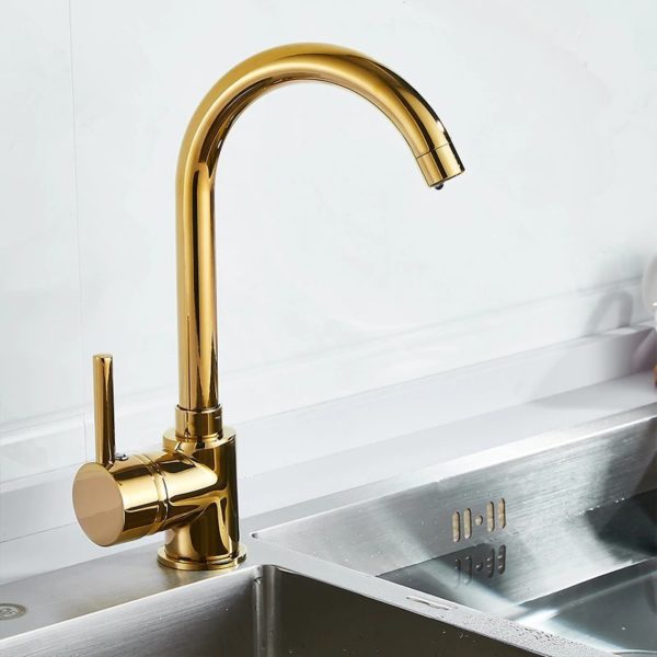 luxury gold kitchen faucet gold brass fo main 1 Cold and Hot Mixer Sink Gold Tap