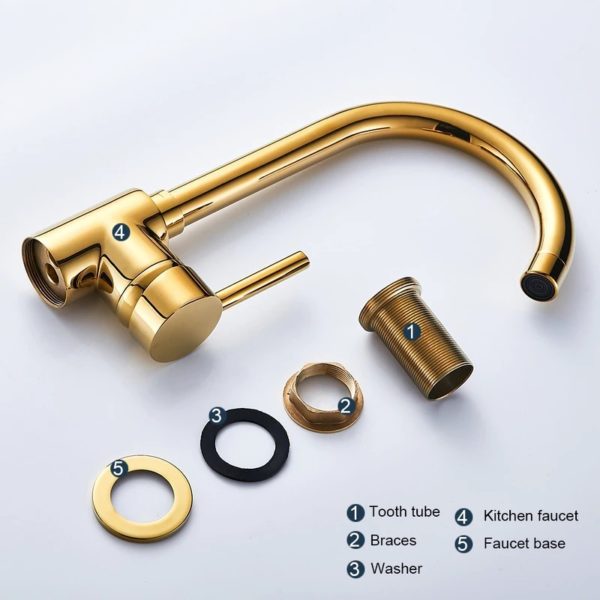 luxury gold kitchen faucet gold brass fo main 3 Cold and Hot Mixer Sink Gold Tap