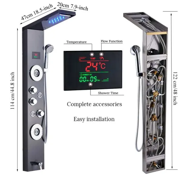 AAYAN Luxury Black Brushed Bathroom Shower panel With TEMPERATURE control - Image 3
