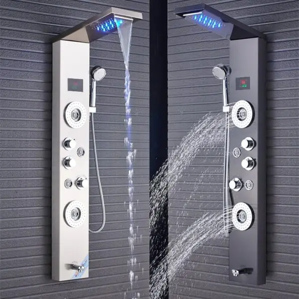 AAYAN Luxury Black Brushed Bathroom Shower panel With TEMPERATURE control - Image 2