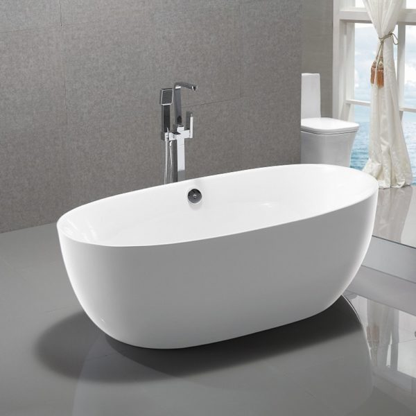 Oval Standalone Bathtub Solid Surface Acrylic Freestanding Tub