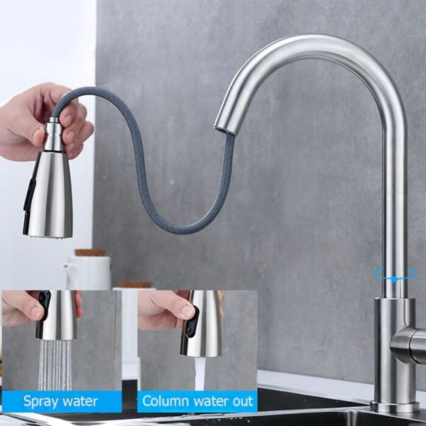rotatable stainless steel pull out type main 0 Rotatable Pull Out Type Faucet