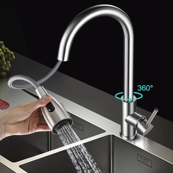 rotatable stainless steel pull out type main 2 Rotatable Pull Out Type Faucet