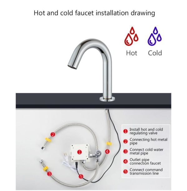Deck Mounted Bathroom Basin Sink Faucet Cold Hot Hand Touch Tap Automatic Inflated Sensor Faucet Crane 3 deck mounted touch less faucet
