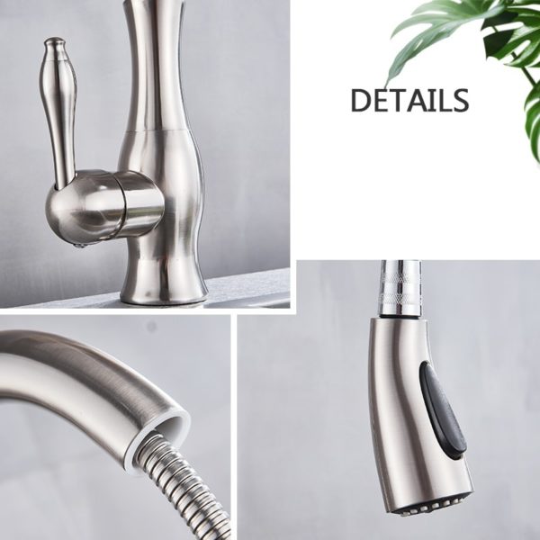 Rozin Brushed Nickel Kitchen Faucet Pull Out Kitchen Mixer Tap Single Handle Stream Sprayer Kitchen Spout 2 kitchen faucet with pull out sprayer
