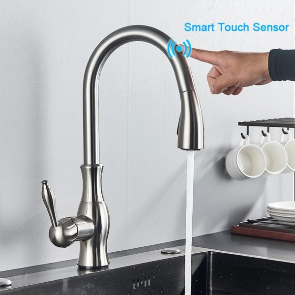 Rozin Upgrade Smart Touch Kitchen Faucet Poll Out Sensor Faucets Nickel Black 360 Rotation Crane Dual 2 touch faucet